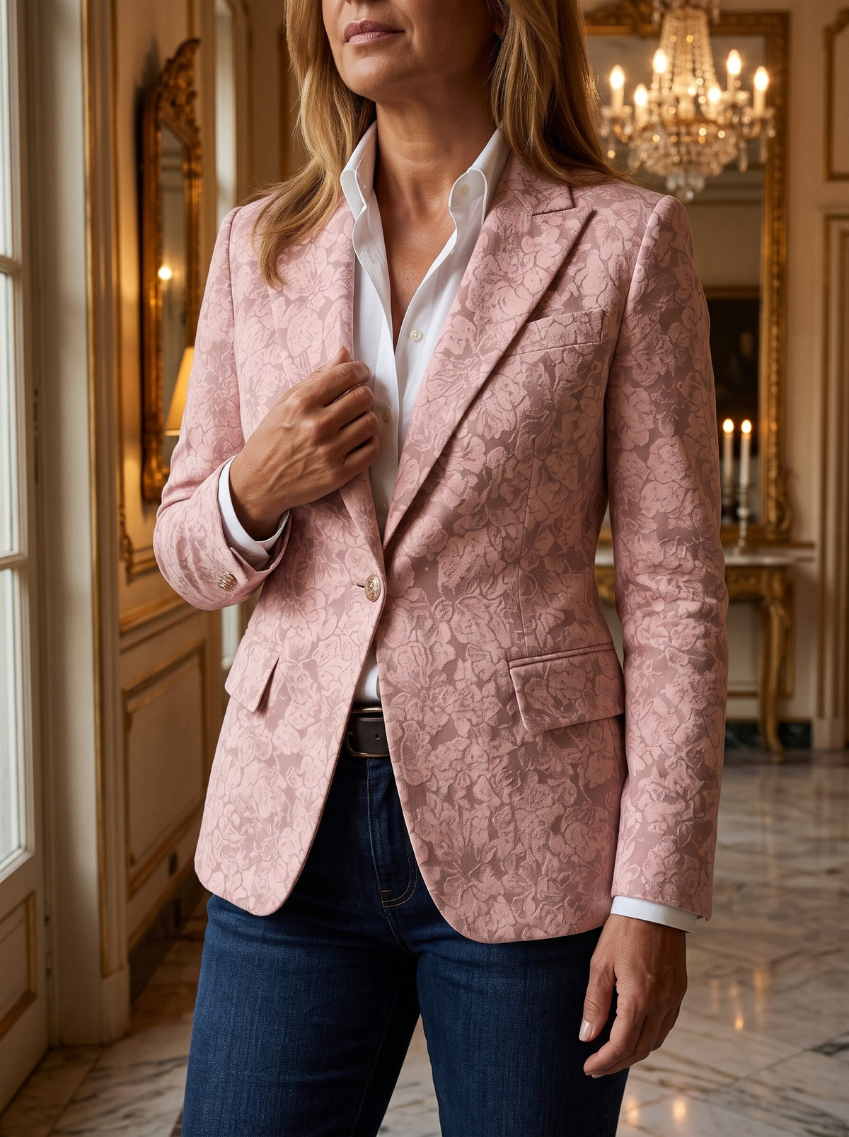 Dorotea, blazer jacquard rosa