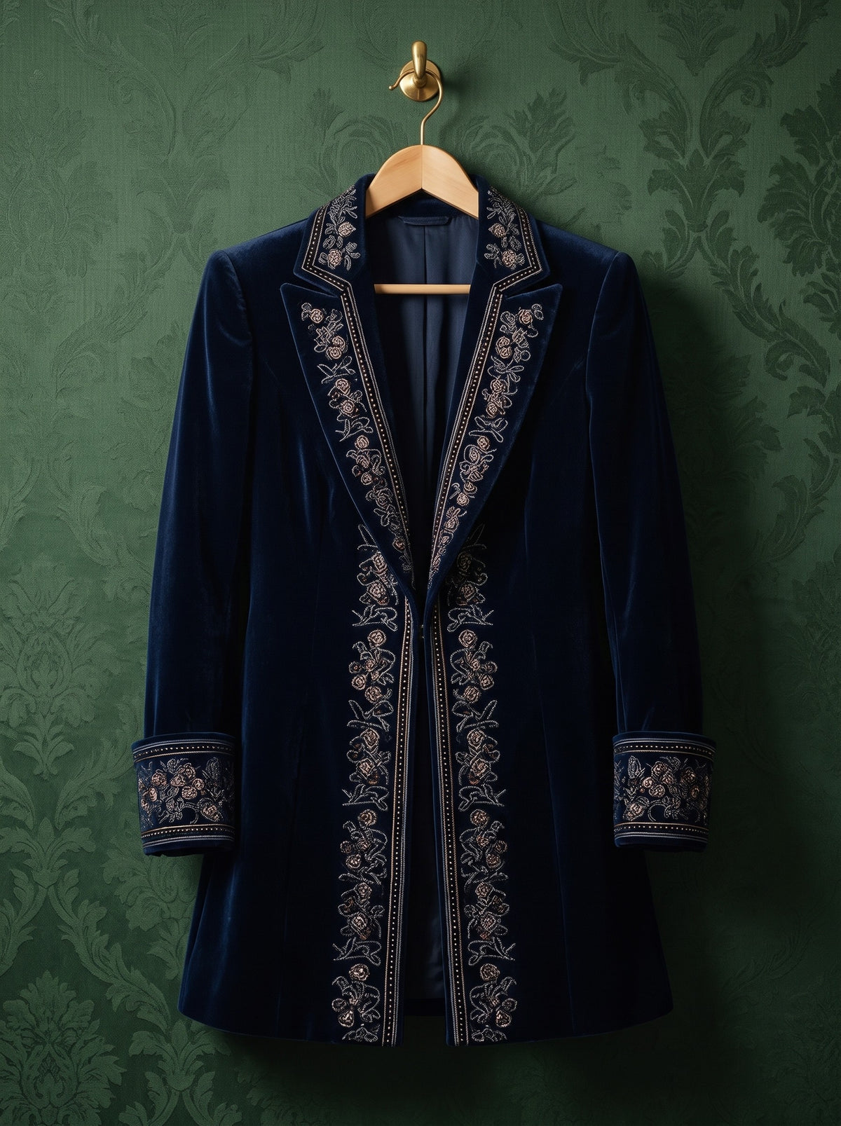 Ines, giacca in velluto blu navy su gruccia