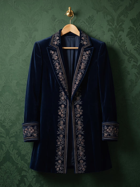 Ines, giacca in velluto blu navy su gruccia