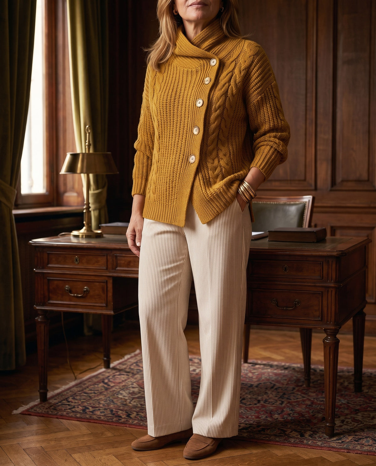 Leonora, cardigan nello studio
