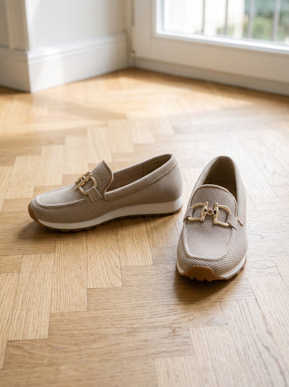 Silvia, mocassini in maglia beige, il paio