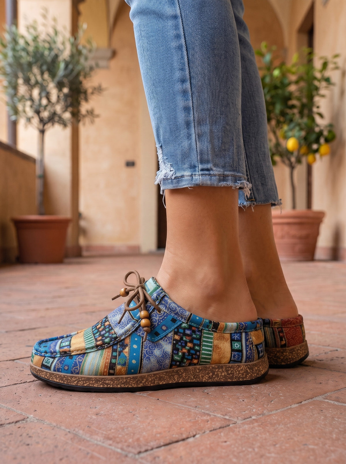 Stella, mocassini mosaico blu