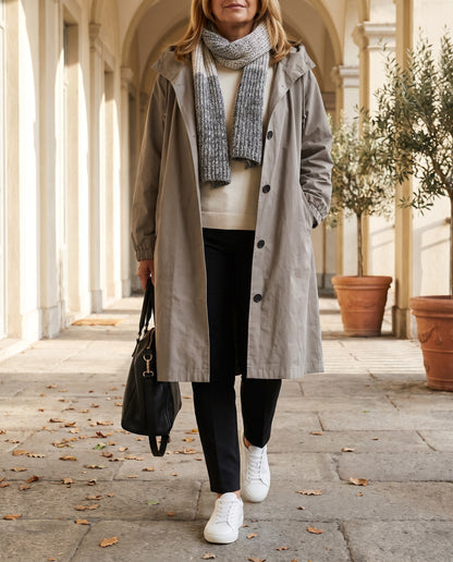 Tiziana, cappotto oversize con cappuccio grigio